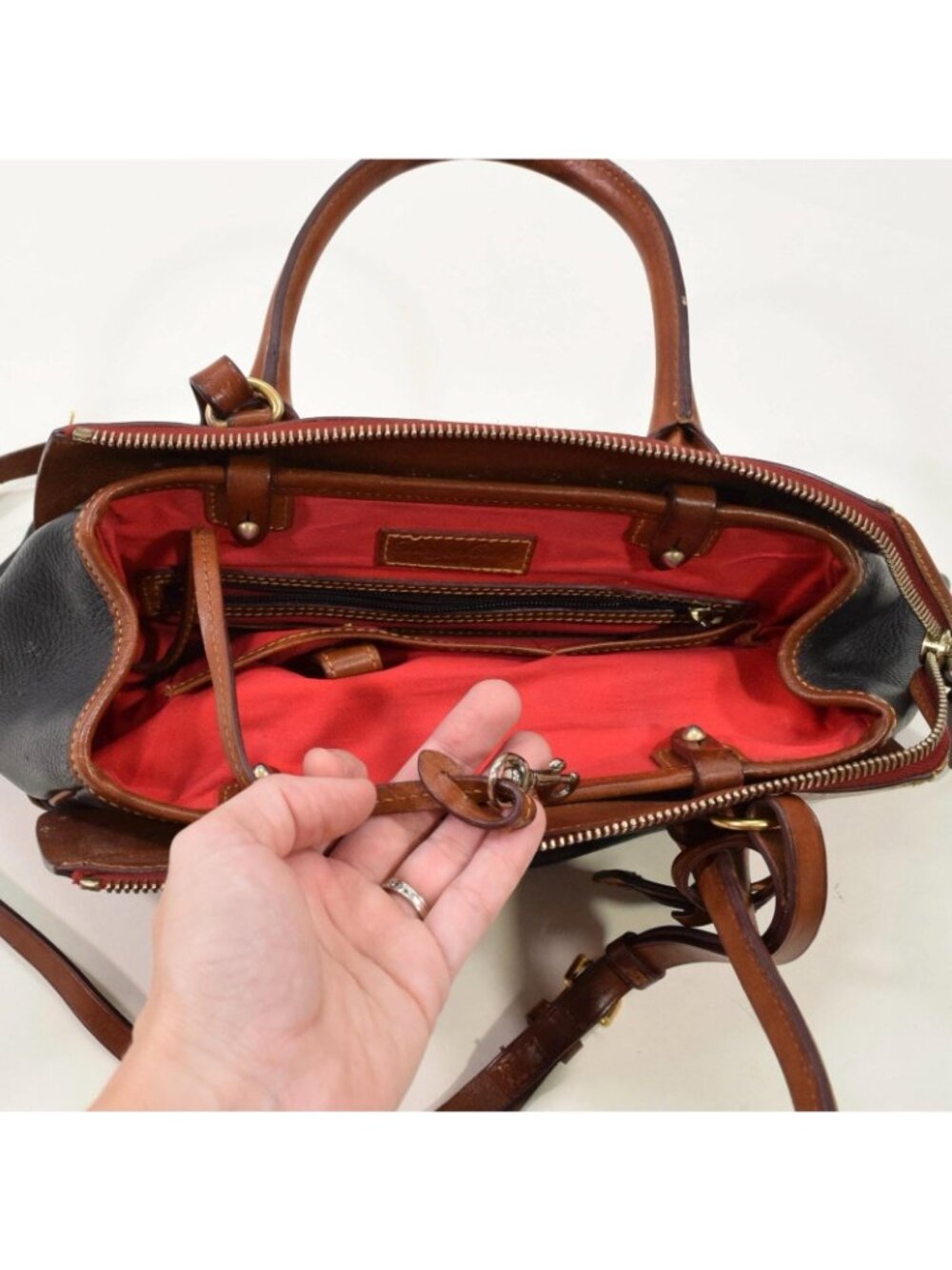 Dooney & Bourke Vintage 90s Black Two-Tone Leather Bag - Picture 12 of 16